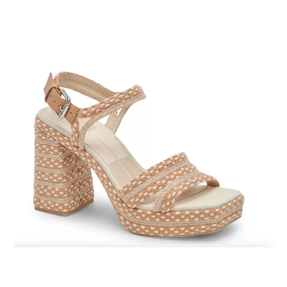 Dolce Vita | Alex Arnela Platform Sandal in Natural Beige Woven Raffia Size 8